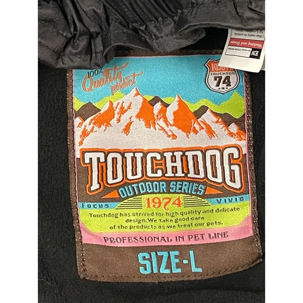 Touchdog Dog Snowsuit Jacket Large Black Gray Blackshack 700 Outdoor NWT